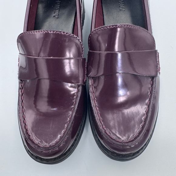 Old Navy Shoes - Old Navy Womens 7 Chunky Lug Sole Loafers Burgundy Patent Dark Academia Shoes